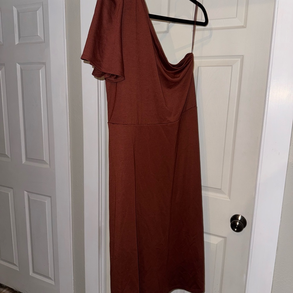 4/$20 Who What Wear One-Shoulder Rust Dress
